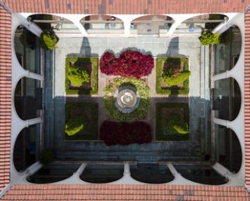 Aerial view of the Frick Fine Arts building