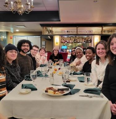 HAA graduate students at dinner